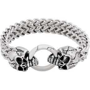 HAQUIL Stainless Steel Mesh Link Chain Bracelet, Goth Gothic Biker Fashion Statement Jewelry Gift for Men