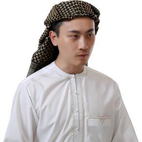 BXT Arab Men's Shemagh Headscarf Muslim Hijab Headcover Headwrap Shawl Keffiyeh Islam Scarf Head Turban