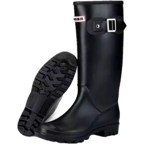 Women's Rain Boots Knee-high Waterproof,Narrow Calf Comfort Water Boots for Women Anti-slip Soft Outsole,Lightweight Rubber Tall Fishing Boots for Garden, Rain Shoe for Outdoor Work Thick Sole