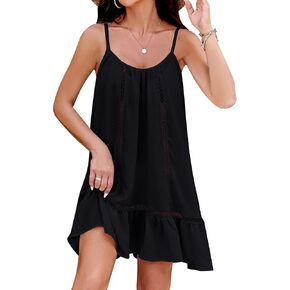 Blooming Jelly Womens Beach Cover Up Dress Flowy Spaghetti Strap Sleeveless Swimsuit Coverup Cute Summer Vacation Sundress