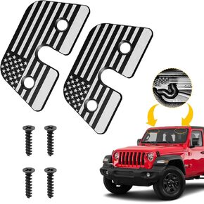 Sun Visor Repair Kit for Jeep, Aluminum Alloy Sun Visor Clips American Flag Compatible with Jeep Wrangler JK 2018 / Wrangler JL 2018-2023/ Gladiator 2020-2023 Accessories, Set of 2