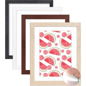 11x14 Natural Picture Frame with mat 8x10 set of 2, Minimalist 11x14 Poster Frame tempered glass 11x14Modern Style Wood Composite frames for Wall Art Photo and Prints for Home Decor best gift