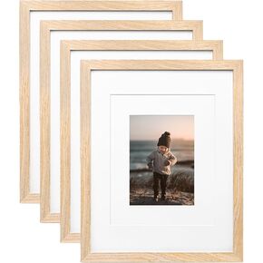 KINLINK 4x6 Picture Frames White - Wood Frames with Acrylic Plexiglass for 3.5x5 with Mat or 4x6 without Mat, Tabletop and Wall Mounting Display White,4 Pack