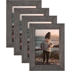 إطارات صور KINLINK مقاس 8 × 10 إطارات خشبية طبيعية مع زجاج شبكي أكريليك للصور مقاس 4 × 6/5 × 7 مع حصيرة أو 8 × 10 بدون حصيرة، وشاشة عرض للتركيب على سطح الطاولة والجدار، مجموعة من 4 قطع
