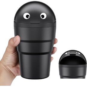 Mini Car Trash Can for Women, Cute Looking Cupholder Trash Can for Car, 520ML Small Car Garbage Can Cup Holder Front Seat, Car Door Trash Can with Lid for Solid Liquid Waste Without Leakage
