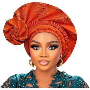 Exquisite handmade African fan-shaped women's headscarf, Nigerian beaded headwear,suitable for weddings and special occasions