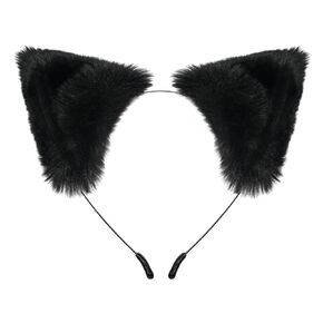 Pedenty Black Cat Ears Headband for Women Girls, Halloween Cosplay Cat Costume Faux Fur Ears Headbands Hair Accessories for Adult Kids