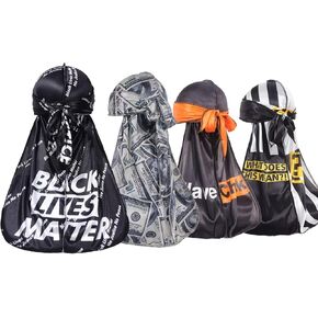 ForceWave 4PCS Designer Silk Durags - Luxury Silky Durags for Men Designer Durag | Durag Pack | Durag Waves For Men