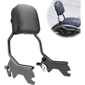 Wsays Standard Height Sissy Bar Detachable Upright Passenger Backrest Compatible with Harley Softail FLDE FLHC FLHCS FLSL FXBB FXBBS and FXST 2018-2024 Models, Gloss Black