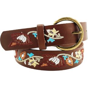 Beautiful Nomad Belts for Women Western Fashion Boho Embroidery PU Leather Belt for Jeans Dress