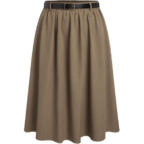 CIDER Mid Waist Skirts for Women Pleated A-Line Long Maxi Skirt Plus Size with Belts 2024 Trendy