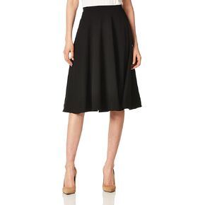 Star Vixen Women's Plus-Size Midi Full Skater Skirt, Black, 2X