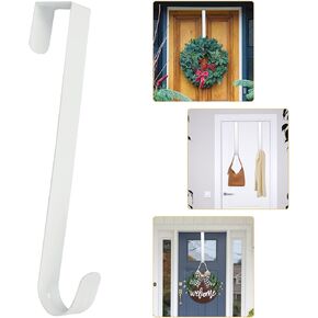 ShangTianFeng 12 Inch White Wreath Hangers for Front Door, Non Scratch Door Wreath Hanger, Door Hanger Hook, Door Hooks for Hanging, Over Door Hangers Hooks, Wreath Hooks for Front Door