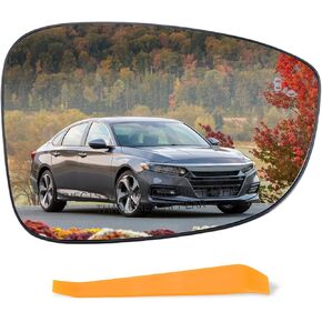 Right Passenger Side Mirror Glass w/backing plate(Non-Heated) Compatible with 2018 2019 2020 2021 2022 Honda Accord,(with a tool), Replace#76203-TVA-A21