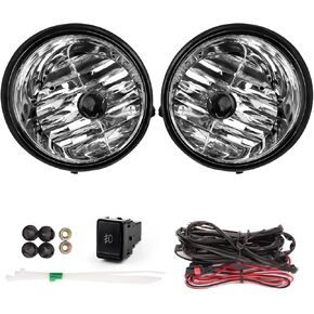 RP Remarkable Power, Compatible With 2005-2007 Armada/2004-2015 Titan/ 2004 Pathfinder Fog Lights with Switch, Wiring, Harness and 880 12V 27W Bulb Bumper Lamps Kit OE Style Clear FL7060