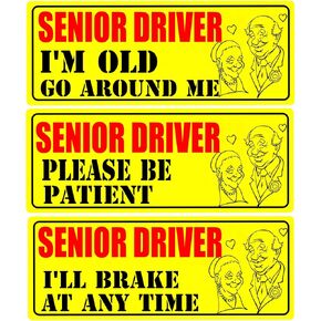 Funny Elderly Driver Magnet for Car- Reflective, Weather-Resistant-Reflective Senior Driver Car Magnet Gift for Grandma and Grandpa(3 PCS)