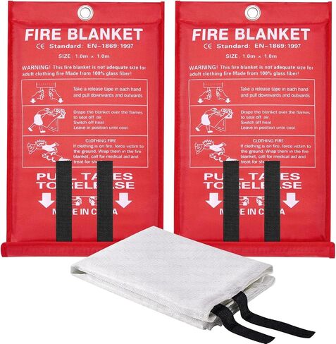 Emergency Fire Blanket, 40"x40" Flame Suppression Fiberglass Fire Blankets for Home Kitchen Camping Car Office Warehouse (1) in Saudi Arabia