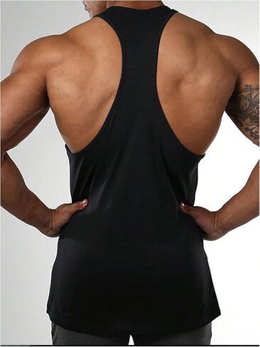 Men's Graphic Racer Back Tank Tops Sleeveless Scoop Neck Muscle Athletic Shirt Gym Workout Tops in Saudi Arabia