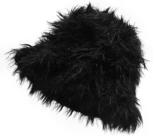 ZLYC Winter Fuzzy Bucket Hats for Women Warm Furry Faux Fur Hat Fluffy Fisherman Cap in Saudi Arabia