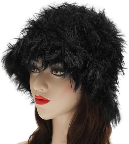 ZLYC Winter Fuzzy Bucket Hats for Women Warm Furry Faux Fur Hat Fluffy Fisherman Cap in Saudi Arabia