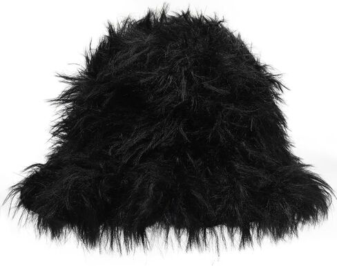 ZLYC Winter Fuzzy Bucket Hats for Women Warm Furry Faux Fur Hat Fluffy Fisherman Cap in Saudi Arabia