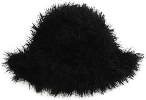 ZLYC Winter Fuzzy Bucket Hats for Women Warm Furry Faux Fur Hat Fluffy Fisherman Cap in Saudi Arabia