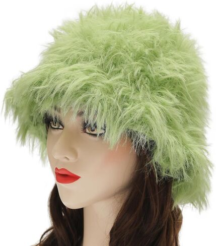 ZLYC Winter Fuzzy Bucket Hats for Women Warm Furry Faux Fur Hat Fluffy Fisherman Cap in Saudi Arabia