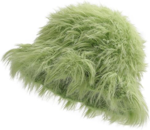 ZLYC Winter Fuzzy Bucket Hats for Women Warm Furry Faux Fur Hat Fluffy Fisherman Cap in Saudi Arabia
