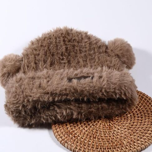Winter Knit Hat for Women Winter Elastic Cute Bear Ear Skull Beanie Caps Autumn Winter Cute Crochet Beanies in Saudi Arabia