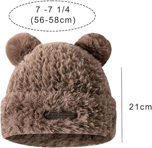 Winter Knit Hat for Women Winter Elastic Cute Bear Ear Skull Beanie Caps Autumn Winter Cute Crochet Beanies in Saudi Arabia