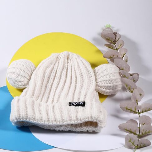 الشتاء متماسكة قبعة للنساء الشتاء مطاطا لطيف الدب الأذن الجمجمة قبعة قبعات الخريف الشتاء لطيف الكروشيه بيني in Kuwait