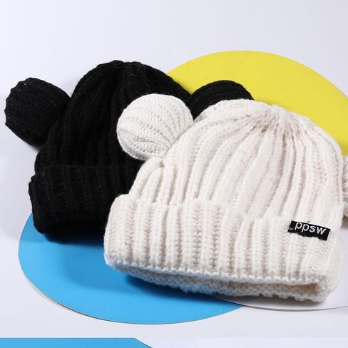 الشتاء متماسكة قبعة للنساء الشتاء مطاطا لطيف الدب الأذن الجمجمة قبعة قبعات الخريف الشتاء لطيف الكروشيه بيني in Kuwait