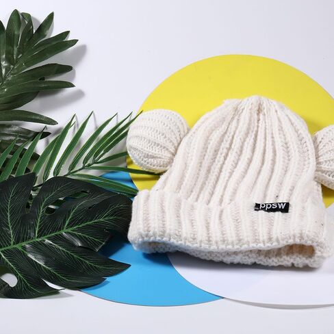 الشتاء متماسكة قبعة للنساء الشتاء مطاطا لطيف الدب الأذن الجمجمة قبعة قبعات الخريف الشتاء لطيف الكروشيه بيني in Kuwait