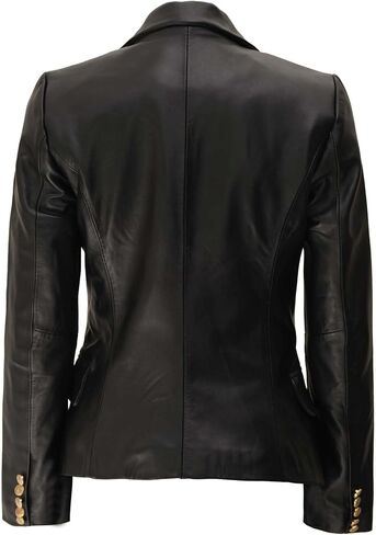 Leather Blazer Women - Classic Double Breasted Elegant Office Blazers Jacket for Woman in Kuwait