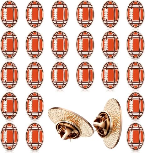 Yinkin 24 Pcs Sports Lapel Pin Ball Lover Pin Gift Round Metal Pin Hat Shirt Tie Brooches Charm Decoration in Kuwait