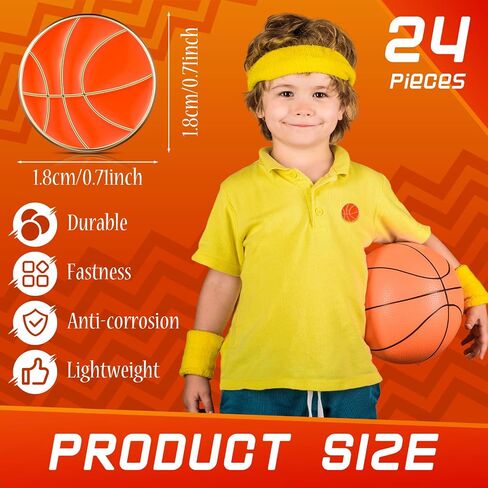 Yinkin 24 Pcs Sports Lapel Pin Ball Lover Pin Gift Round Metal Pin Hat Shirt Tie Brooches Charm Decoration in Kuwait