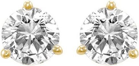 3/4 Carat Solitaire Diamond Stud Earrings Round Brilliant Shape 3 Prong Screw Back (H-I Color, SI2-I1 Clarity) in Saudi Arabia