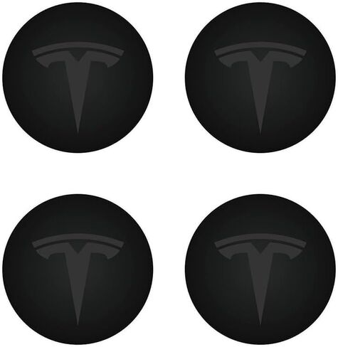 Hub Cover Center Emblem (4PCS) for Tesla Model 3 Y Modification Hubcaps (Black Emblem) in Saudi Arabia