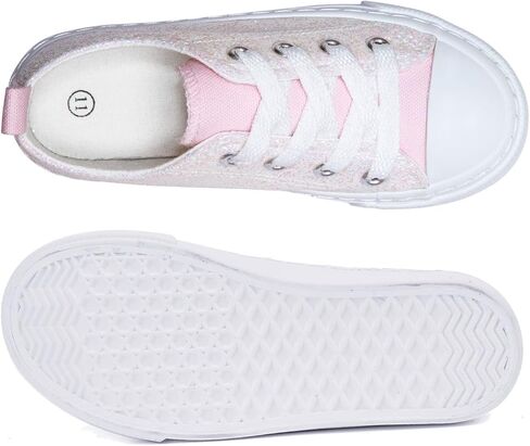 HugRain Little Girls Kids Classic Sparkle Low Top Lace Up Sneakers Walking Shoes in Saudi Arabia