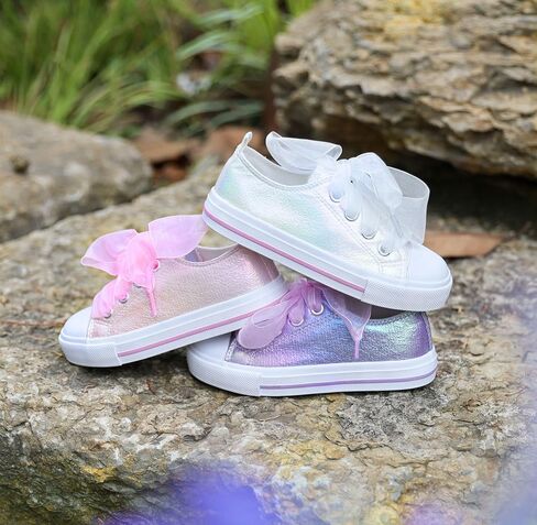 HugRain Little Girls Kids Classic Sparkle Low Top Lace Up Sneakers Walking Shoes in Saudi Arabia