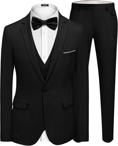 COOFANDY Men's 3 Pieces Suit Classic One Button Single Breasted Slim Fit Blazer Jacket Vest Pants Set Wedding Busines in Saudi Arabia