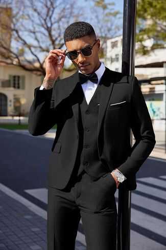 COOFANDY Men's 3 Pieces Suit Classic One Button Single Breasted Slim Fit Blazer Jacket Vest Pants Set Wedding Busines in Saudi Arabia