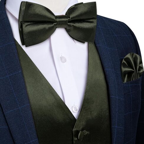 DiBanGu Mens Paisley Suit Waistcoat,Silk Dress Vest and Bowtie Pocket Square Cufflinks with Lapel Pin Set for Wedding Tuxedo in Kuwait