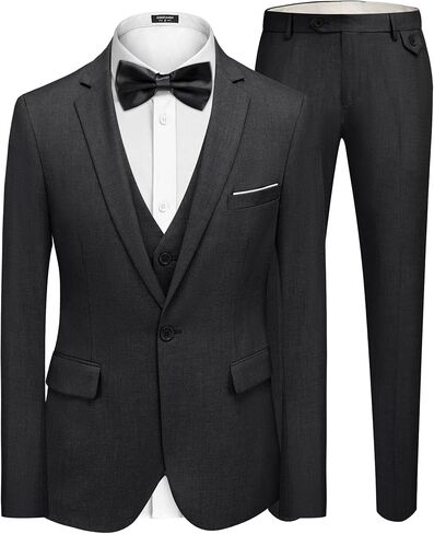 COOFANDY Men's 3 Pieces Suit Classic One Button Single Breasted Slim Fit Blazer Jacket Vest Pants Set Wedding Busines in Saudi Arabia