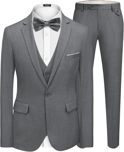 COOFANDY Men's 3 Pieces Suit Classic One Button Single Breasted Slim Fit Blazer Jacket Vest Pants Set Wedding Busines in Saudi Arabia