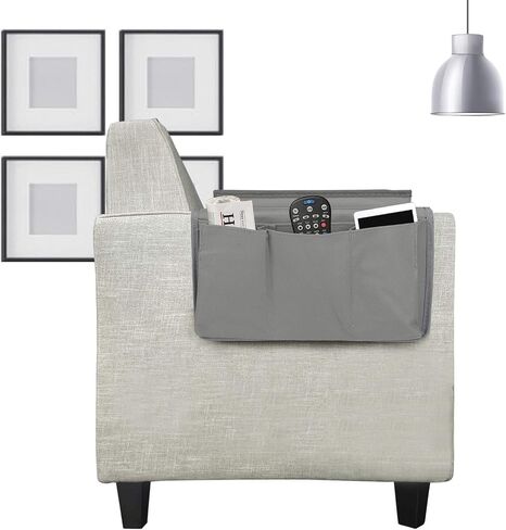 Durable Oxford Couch Sofa Armrest Organizer No-Slip Cloth Arm Chair Caddy Bedside Storage Pocket with 3 Pockets TV Remote Holder Bed Storage Bag for Cellphone Tablet Notepad Book Magazines DVD Glasses in Saudi Arabia