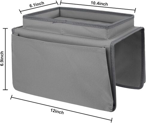 Durable Oxford Couch Sofa Armrest Organizer No-Slip Cloth Arm Chair Caddy Bedside Storage Pocket with 3 Pockets TV Remote Holder Bed Storage Bag for Cellphone Tablet Notepad Book Magazines DVD Glasses in Saudi Arabia