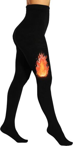 HONENNA Colorful Womens Fleece Lined Tights High Waisted Opaque Winter Thermal Pantyhose, Medias Termicas Para Mujer in Kuwait