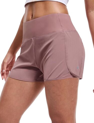 MIER Women's 2 in 1 Running Shorts Athletic High Waisted Workout Tennis Gym Shorts with Liner Zipper Pocket 3" in Kuwait