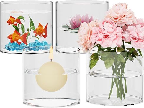SUREHOME Glass Cylinder Vases for Centerpieces, 4 Pcs Large Clear Hurricane Glass Candle Holders 6 x 6 in Tall Floating Candle Vases Bulk for Flower Vase Home Wedding Formal Table Centerpiece Decor in Saudi Arabia